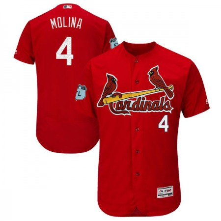 Men's St. Louis Cardinals #4 Yadier Molina Red 2017 Spring Training Authentic Flex Base Player Stitched MLB Jersey