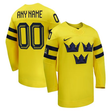 Men's Sweden Hockey Custom Yellow 2026 Away Replica Jersey