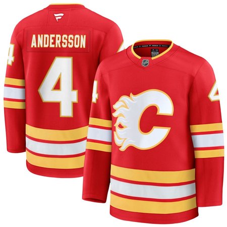 Men's Calgary Flames #4 Rasmus Andersson Red Home Premium Jersey