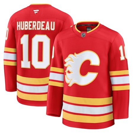 Men's Calgary Flames #10 Jonathan Huberdeau Red Home Premium Jersey
