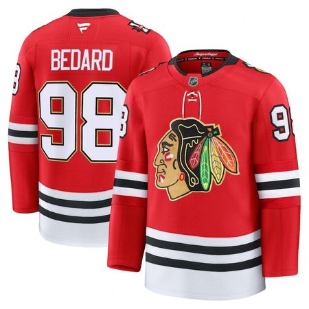Men's Chicago Blackhawks #88 Connor Bedard Red Centennial Premium Player Jersey
