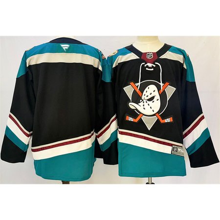 Men's Anaheim Ducks Blank Black/Teal 2024-25 Stitched Premium Jersey