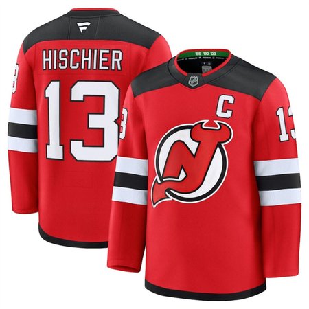 Men's New Jersey Devils #13 Nico Hischier Red 2024-25 Home Stitched Hockey Premium Jersey