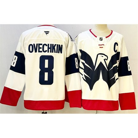 Youth Washington Capitals #8 Alexander Ovechkin White/Navy With C Patch Stadium Series Stitched Hockey Jersey