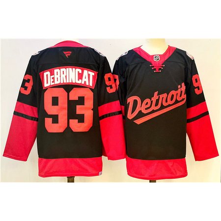 Men's Detroit Red Wings #93 Alex DeBrincat Black 2024-25 Stitched Premium Jersey