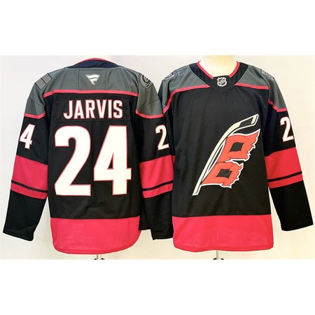 Men's Carolina Hurricanes #24 Seth Jarvis Black 2024-25 Home Stitched Hockey Premium Jersey