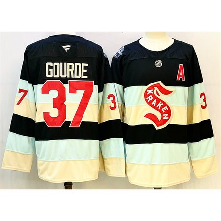 Men's Seattle Kraken #37 Yanni Gourde Deep Sea Blue Winter Classic With A Patch Stitched Hockey Premium Jersey