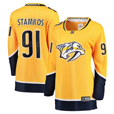 Women's Nashville Predators #91 Steven Stamkos Gold Home Premier Player Jersey Jersey