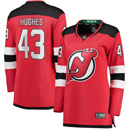 Women's New Jersey Devils #43 Luke Hughes Red Home Player Jersey