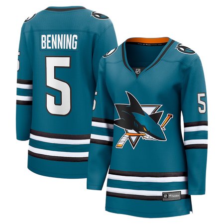 Women's San Jose Sharks #5 Matt Benning Teal Home Player Jersey