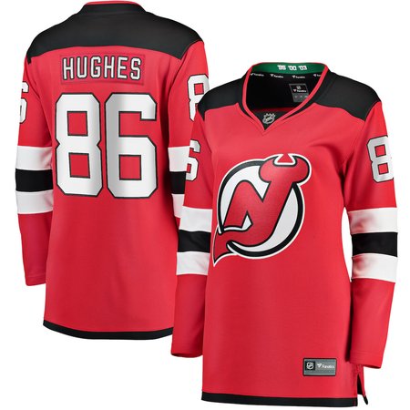 Women's New Jersey Devils #86 Jack Hughes Red Home Jersey