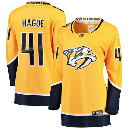 Women's Nashville Predators #41 Nicolas Hague Gold Home Jersey