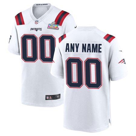 Men's New England Patriots Custom White Super Bowl LX Patch Game Jersey