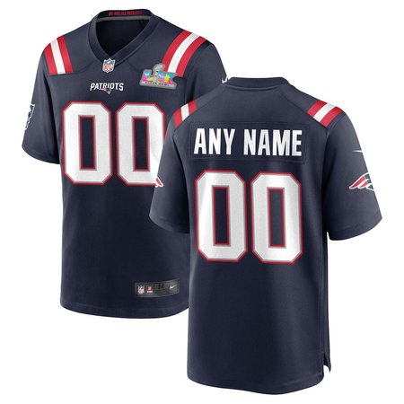 Men's New England Patriots Custom Navy Super Bowl LX Patch Game Jersey