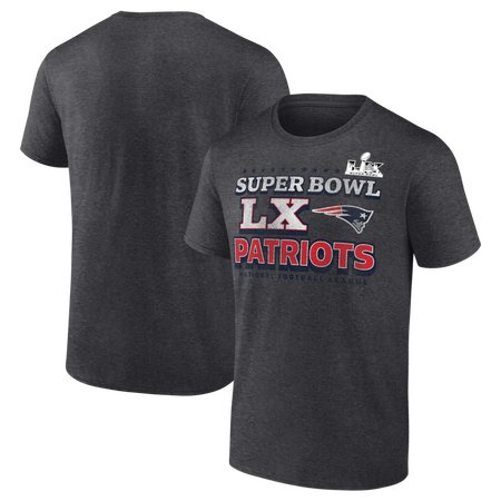 Men's New England Patriots Heather Charcoal Super Bowl LX Big & Tall Battle Prep T-Shirt
