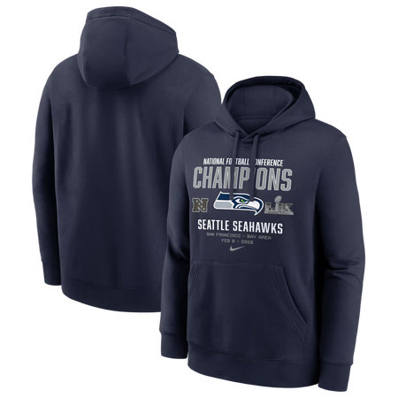 Men's Seattle Seahawks Nike College Navy 2025 NFC Champions Team Nation Hoodie