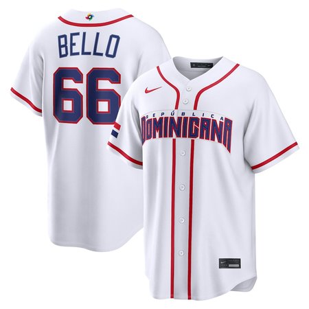Youth Dominican Republic Baseball #66 Brayan Bello White 2026 World Baseball Classic Home Stadium Jersey