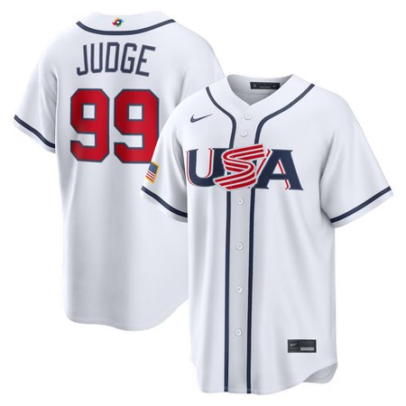 Men's USA Baseball #99 Aaron Judge White 2026 World Baseball Classic Home Stadium Jersey