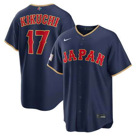 Youth Japan Baseball #17 Yusei Kikuchi Navy 2026 World Baseball Classic Road Stadium Jersey