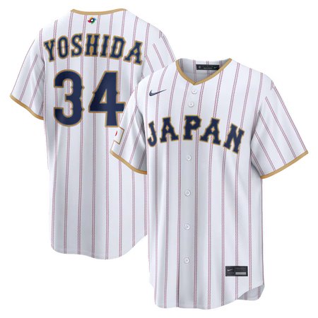 Youth Japan Baseball #34 Masataka Yoshida White 2026 World Baseball Classic Home Stadium Jersey