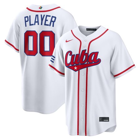 Men's Cuba Baseball Custom White 2026 World Baseball Classic Home Jersey