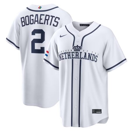 Youth Netherlands Baseball #2 Xander Bogaerts White 2026 World Baseball Classic Home Stadium Jersey