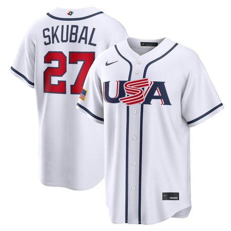 Men's USA Baseball #27 Tarik Skubal White 2026 World Baseball Classic Home Stadium Jersey