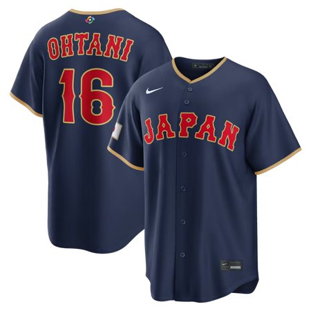 Youth Japan Baseball #16 Shohei Ohtani Navy 2026 World Baseball Classic Road Stadium Jersey