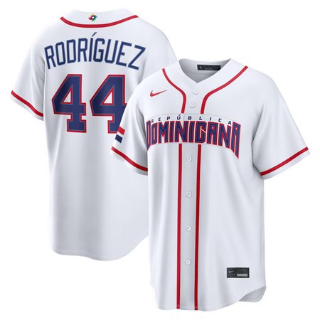 Youth Dominican Republic Baseball #44 Julio Rodriguez White 2026 World Baseball Classic Home Stadium Jersey