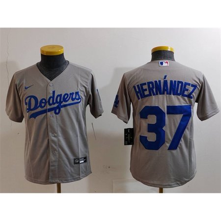Youth Los Angeles Dodgers #37 Teoscar Hernandez Grey Stitched Baseball Jersey