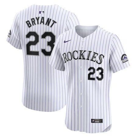 Men's Colorado Rockies #23 Kris Bryant Nike White Home Elite Jersey