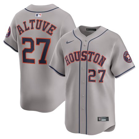 Men's Houston Astros #27 Jose Altuve Nike Gray Road Limited Player Jersey