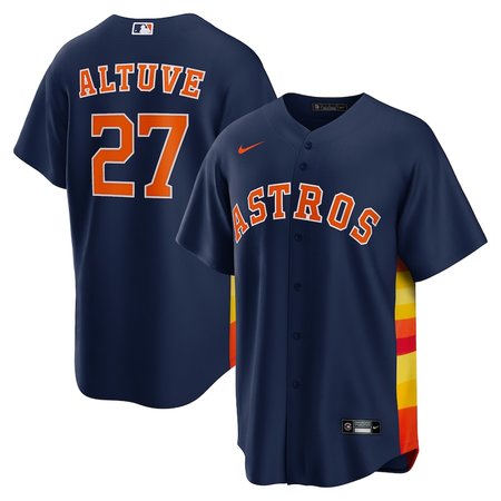 Men's Houston Astros #27 Jose Altuve Nike Navy Alternate Replica Player Name Jersey