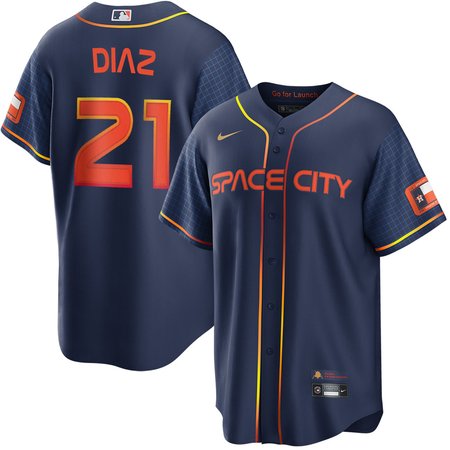 Men's Houston Astros #21 Yainer Diaz Nike Navy Home Replica Jersey