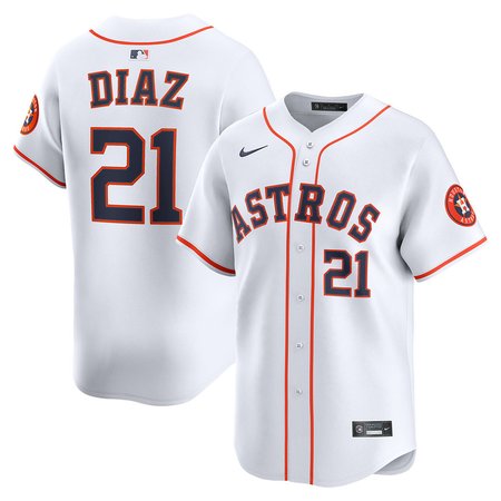 Men's Houston Astros #21 Yainer Diaz White Home Replica Jersey