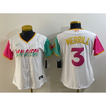 Youth San Diego Padres #3 Jackson Merrill White City Connect Stitched Baseball Jersey