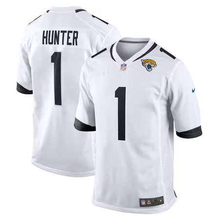 Men's Jacksonville Jaguars #1 Travis Hunter Nike White 2025 NFL Draft First Round Pick Game Player Jersey