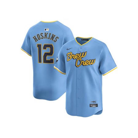 Men's Milwaukee Brewers #12 Rhys Hoskins Nike Blue Alternate Limited Player Jersey