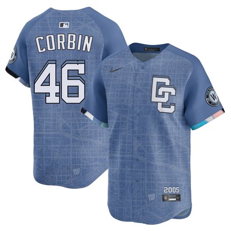 Men's Washington Nationals #46 Patrick Corbin Nike Blue 2025 City Connect Limited Jersey