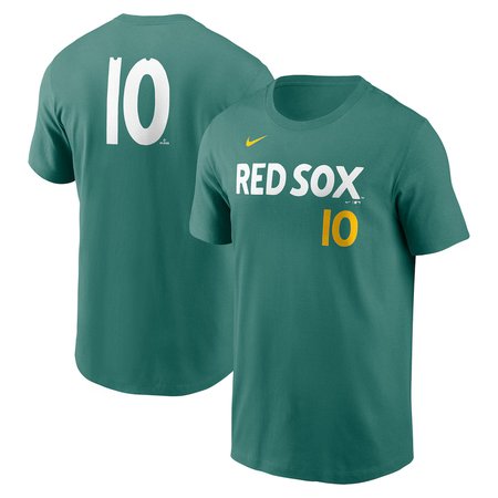 Men's Boston Red Sox #10 Trevor Story Nike Green 2025 City Connect Fuse Name & Number T-Shirt
