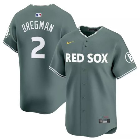 Men's Boston Red Sox #2 Alex Bregman Nike Green 2025 City Connect Limited Player Jersey