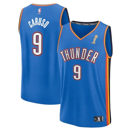 Men's Oklahoma City Thunder #9 Alex Caruso Fanatics Blue 2025 NBA Finals Champions Fast Break Replica Player Icon Edition Jersey