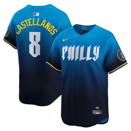 Men's Philadelphia Phillies #8 Nick Castellanos Blue 2024 City Connect Limited Stitched Jersey