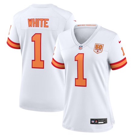 Women's '76 Tampa Bay Buccaneers #1 Rachaad White Nike White 50th Season Game Jersey