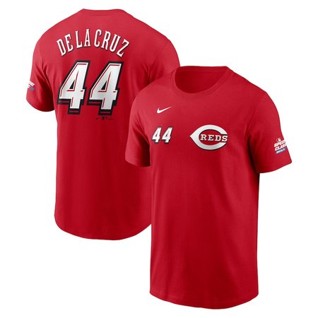 Men's Cincinnati Reds #44 Elly De La Cruz Red 2025 MLB Speedway Classic Name & Number T-Shirt