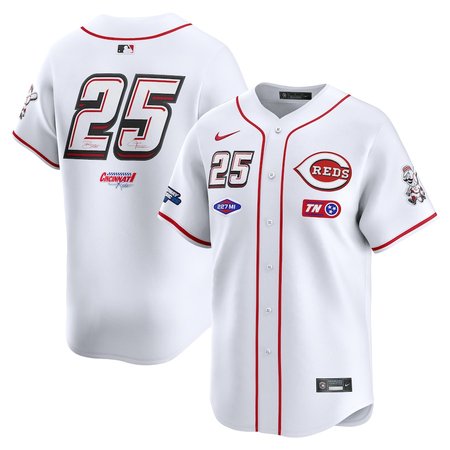 Men's Cincinnati Reds #25 White 2025 MLB Speedway Classic Home Limited Jersey
