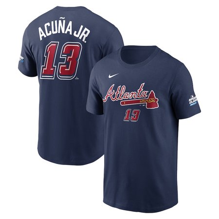 Men's Atlanta Braves #13 Ronald Acuna Jr. Navy 2025 MLB Speedway Classic Name & Number T-Shirt