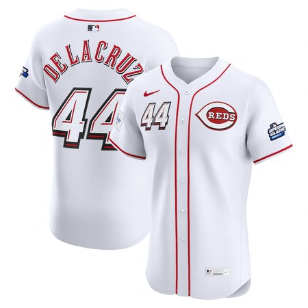 Men's Cincinnati Reds #44 Elly De La Cruz White 2025 MLB Speedway Classic Home Elite Player Jersey