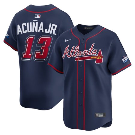 Youth Atlanta Braves #13 Ronald Acuna Jr. Navy 2025 MLB Speedway Classic Alternate Limited Player Jersey