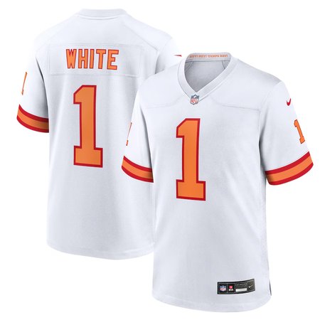 Men's '76 Tampa Bay Buccaneers #1 Rachaad White Nike White Player Game Jersey